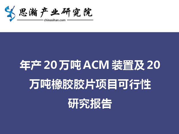 山东滨州-年产20万吨ACM装置及20万吨橡胶胶片项目可开云体育 开云官网行性研究报告