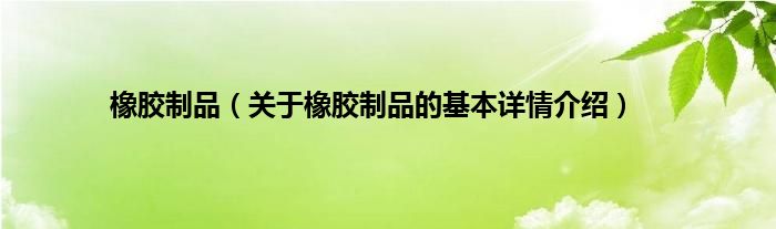 橡胶制品（关于橡胶制品的基本详情Kaiyun 开云介绍）