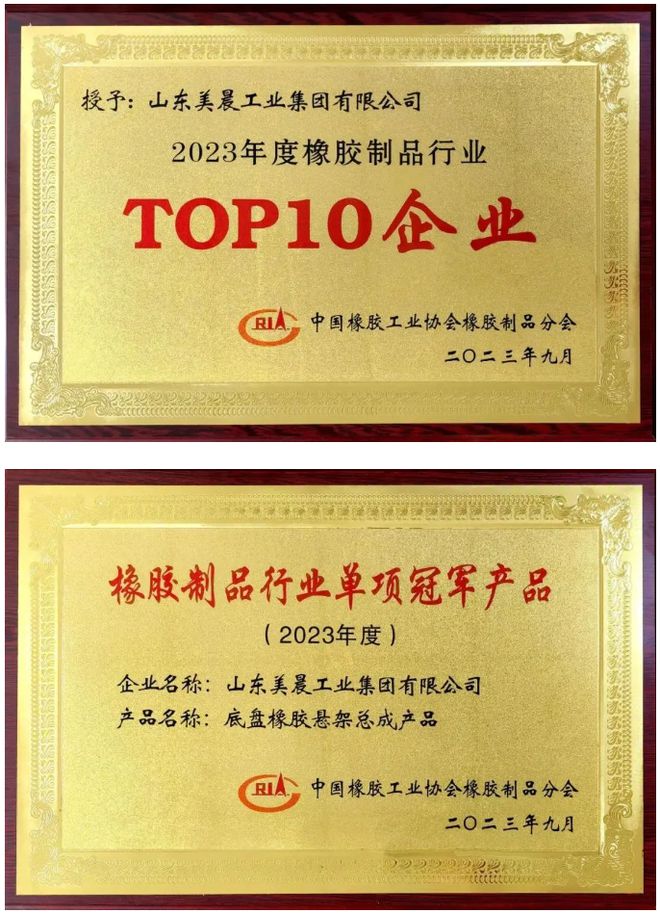 美晨开云体育 Kaiyun.com 官网入口工业集团荣获多项橡胶制品行业荣誉(图2)