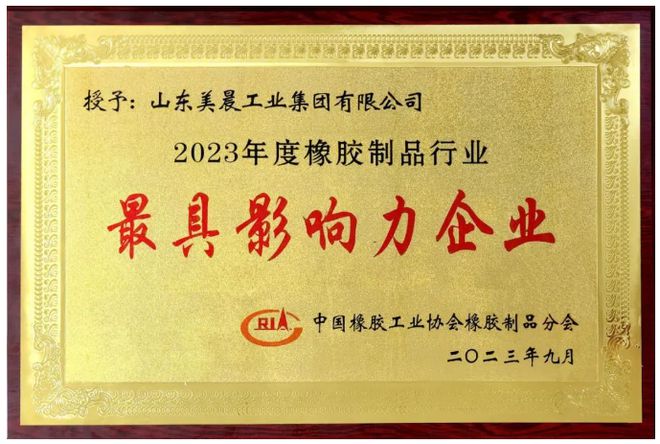 美晨开云体育 Kaiyun.com 官网入口工业集团荣获多项橡胶制品行业荣誉(图3)